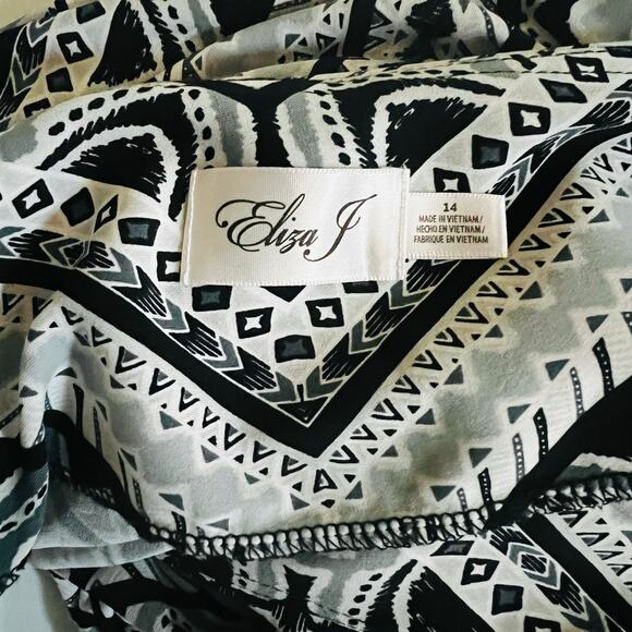 Eliza J Chevron Print Short Sleeve Dress Size 14 Multicolor - Picture 5 of 8